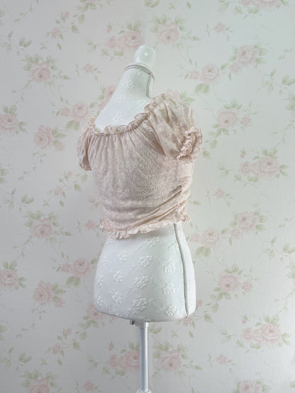 GRL 2 Way Shoulder Lacy Top (Peach Pink)