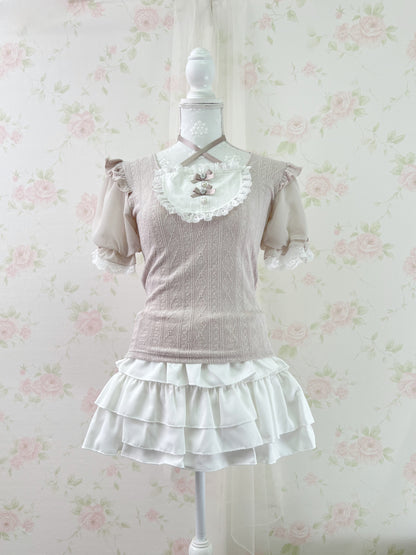 GRL High Waist Tiered Skirt (White)