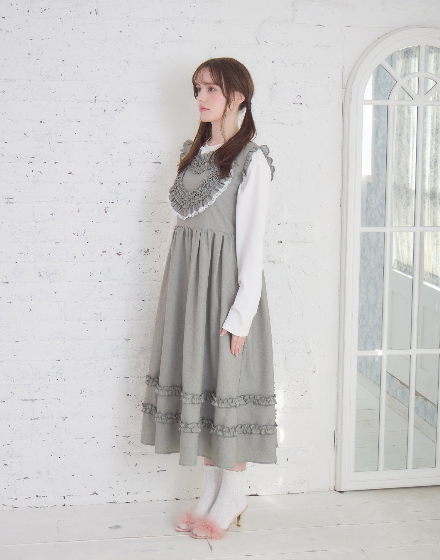 Lolime frill heart long dress