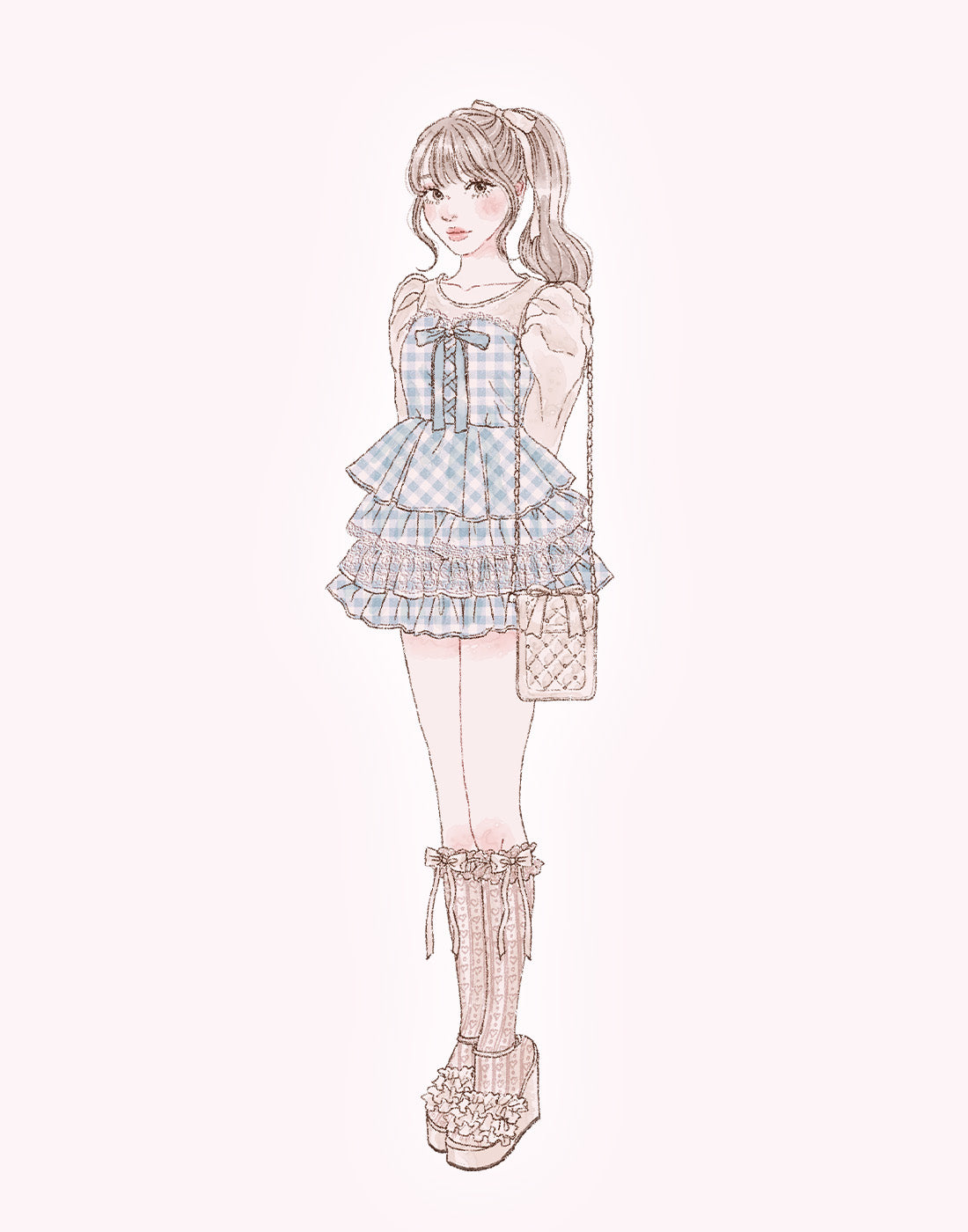 (Pre-order) mellfy memory Milky gingham tutu skirt pants
