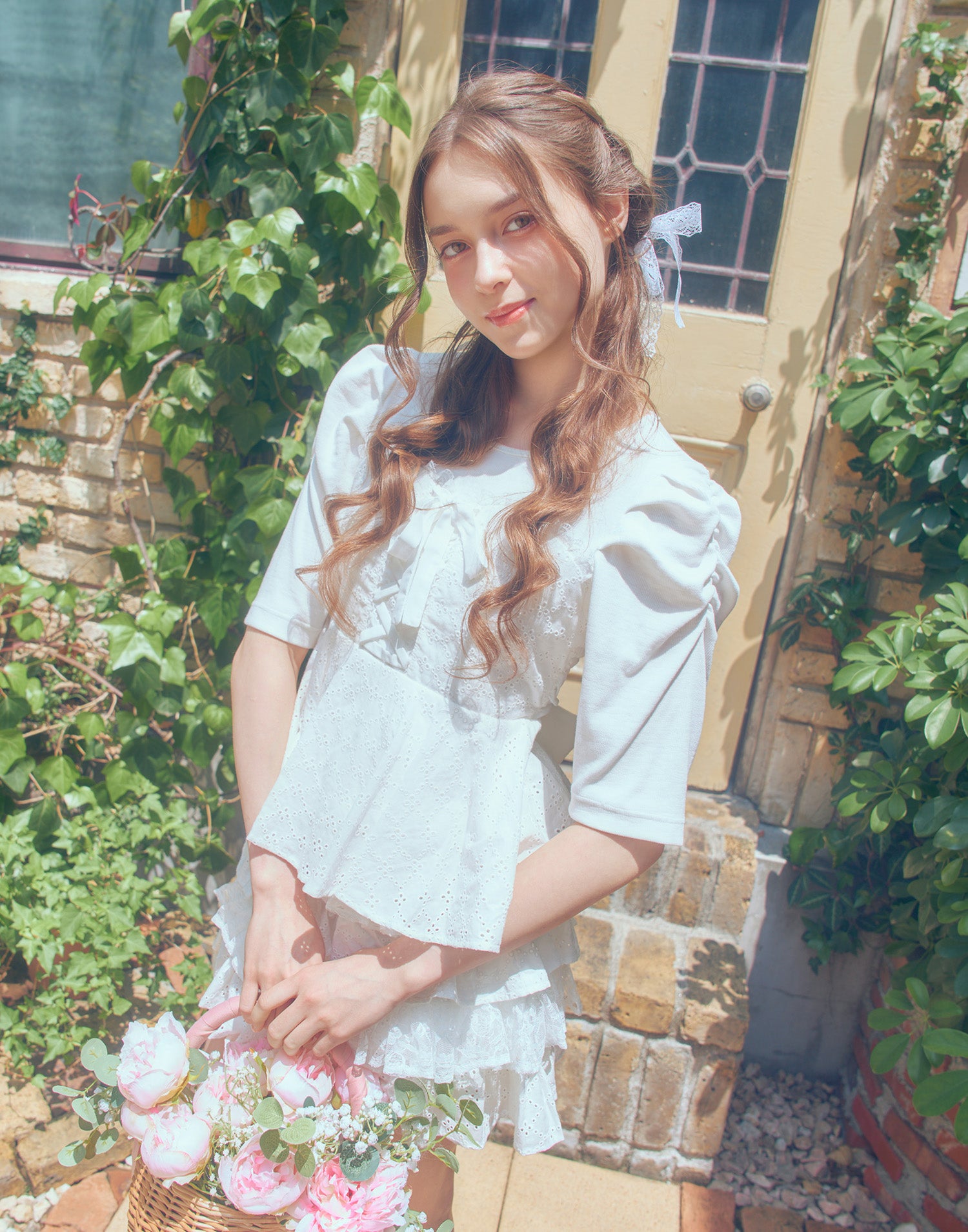 (Pre-order) mellfy memory Milky gingham puff tops