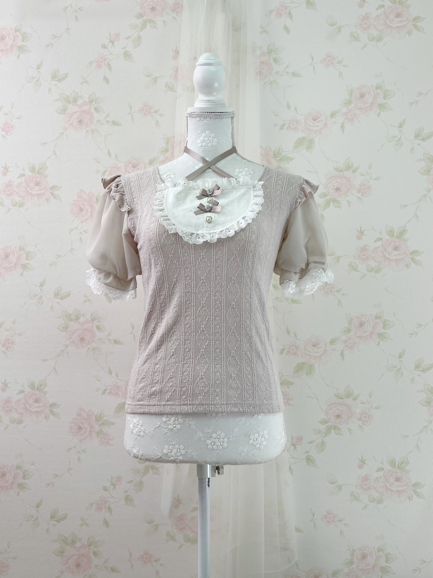 NOEMIE Halter Neck Laced Up Back Top (Grayish Pink)