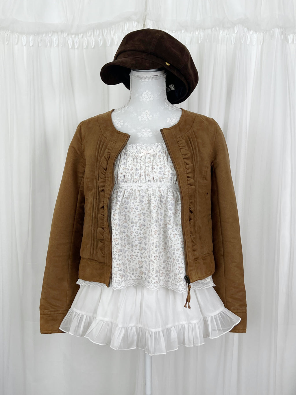 Olive des Olive Suede Ruffled Jacket