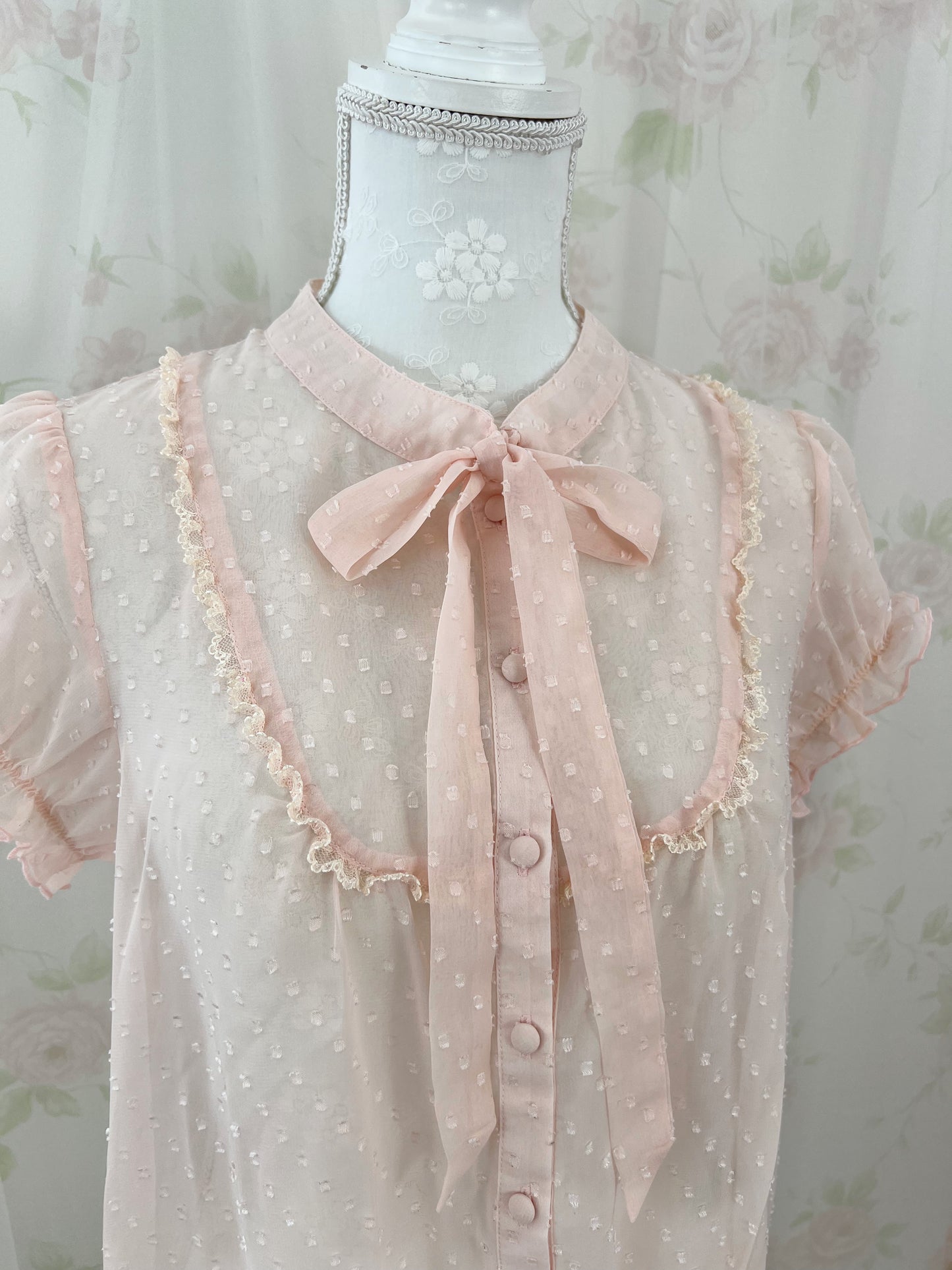 Peach John Bow Tie Chiffon Blouse (Peach Pink)