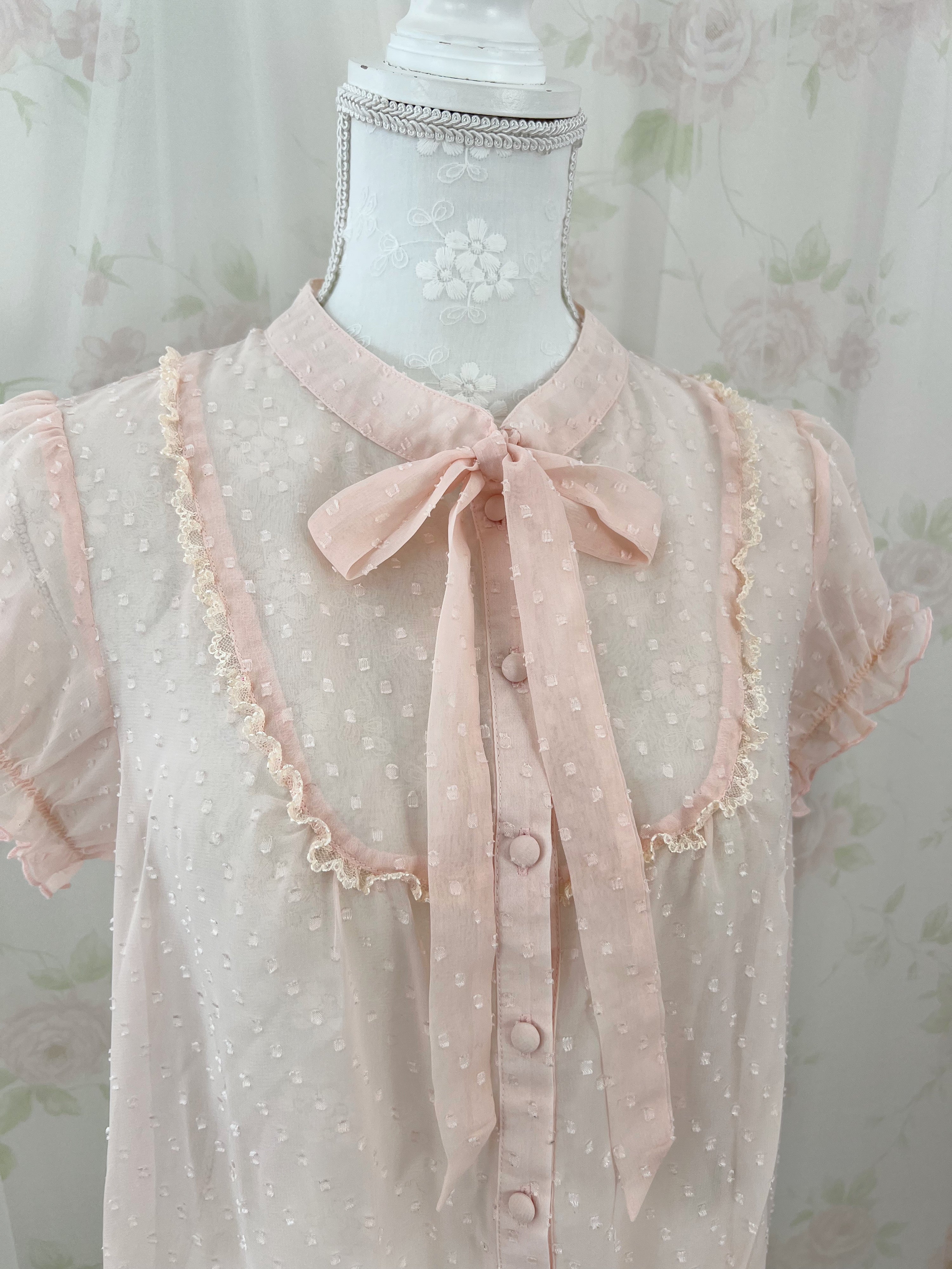 Peach John Bow Tie Chiffon Blouse (Peach Pink)