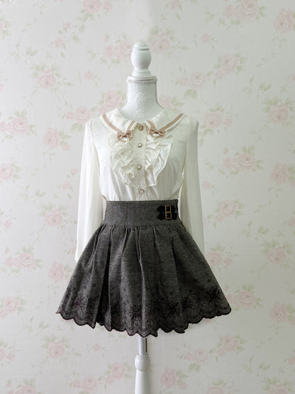 LIZ LISA Belt Embroidery Hem Skirt