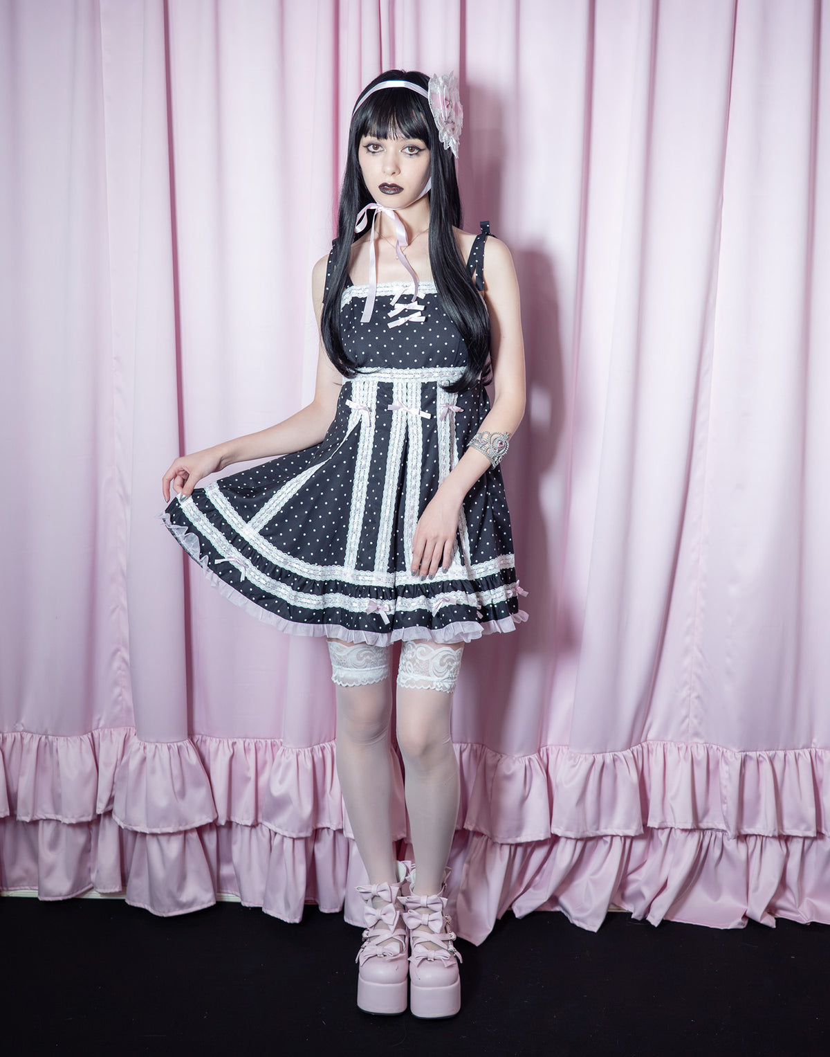 AVENCHUMU Ribbon belt lace and ribbon bad girl one piece