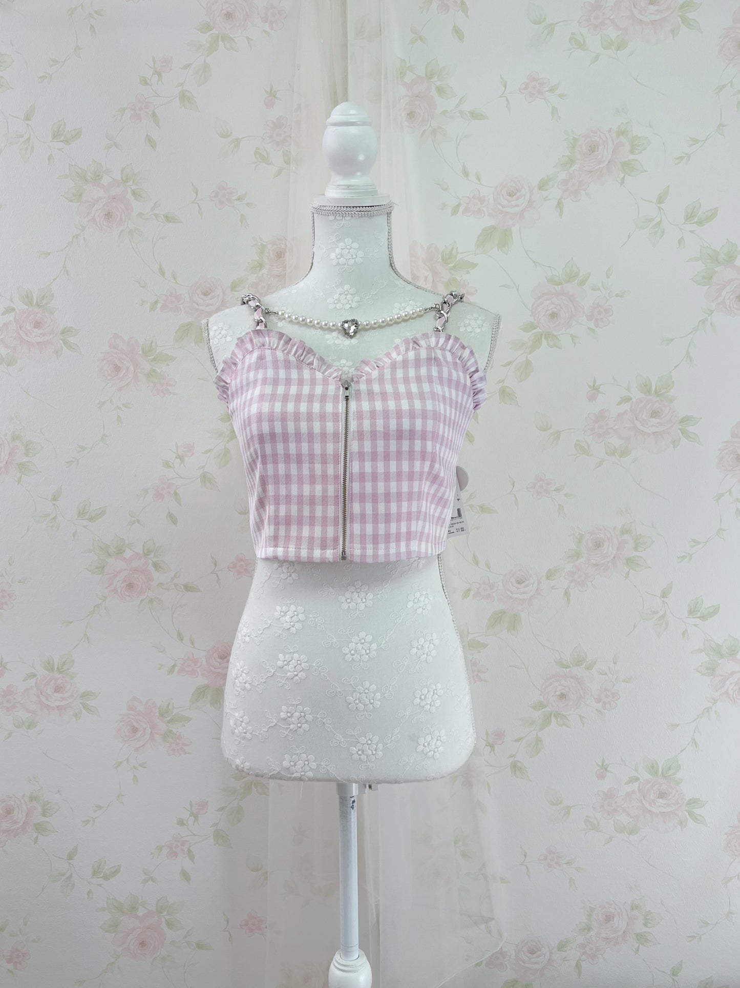 Ank Rouge Gingham Checked Bustier (Pink)