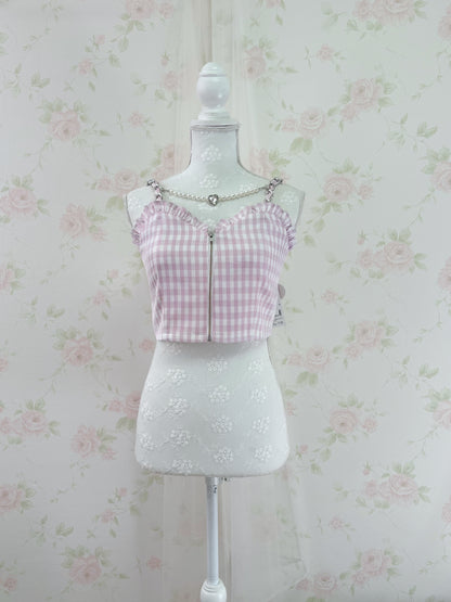 Ank Rouge Gingham Checked Bustier (Pink)