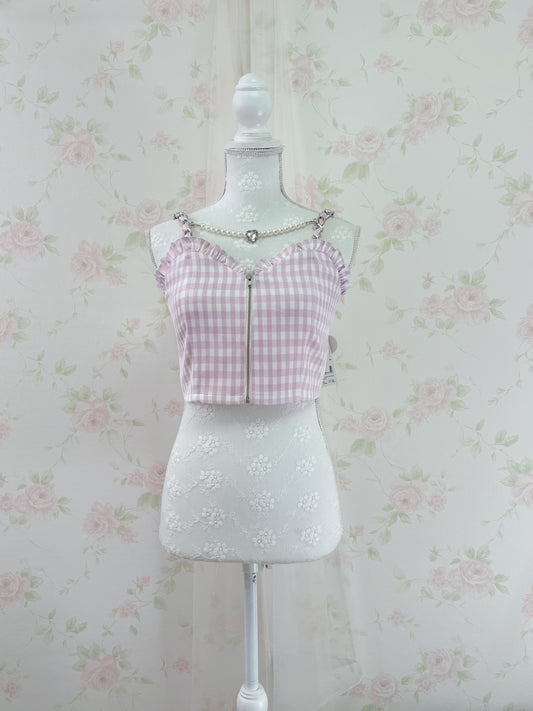 Ank Rouge Gingham Checked Bustier (Pink)