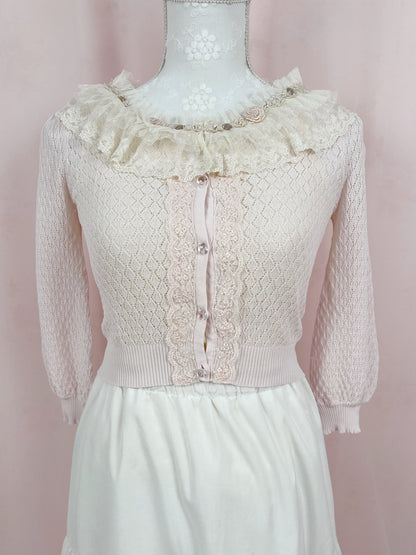 la Bala Crystal Button Cardigan (Baby Pink)