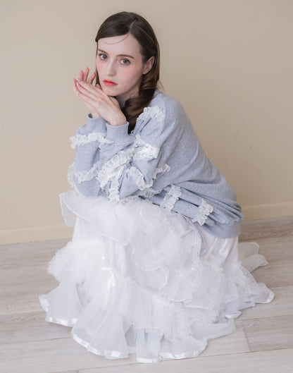 Lolime lacy ribbon sweatshirt