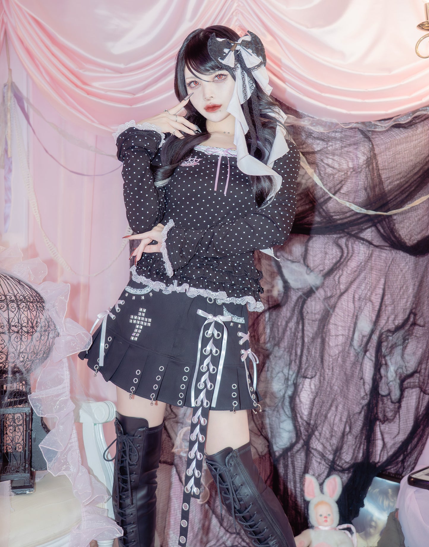 AVENCHUMU Brass knuckle long sleeve frill tops