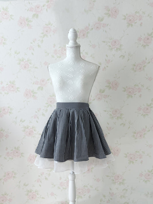evelyn Checked Dolly Skirt (Black)