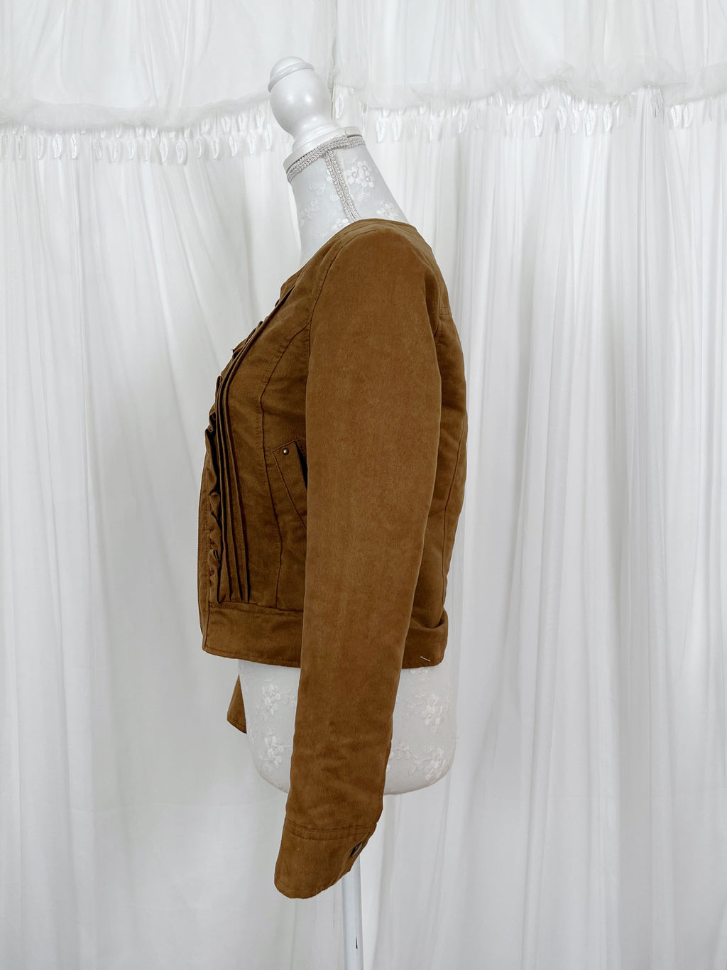 Olive des Olive Suede Ruffled Jacket