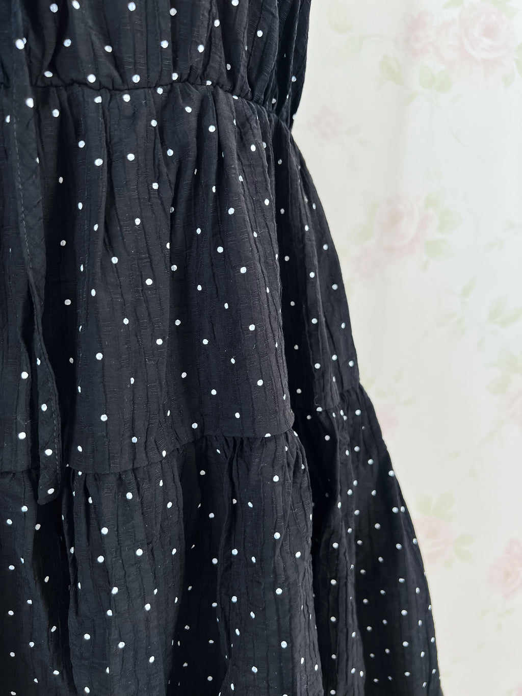 Polka Dot Shoujo Camisole Dress (Black)