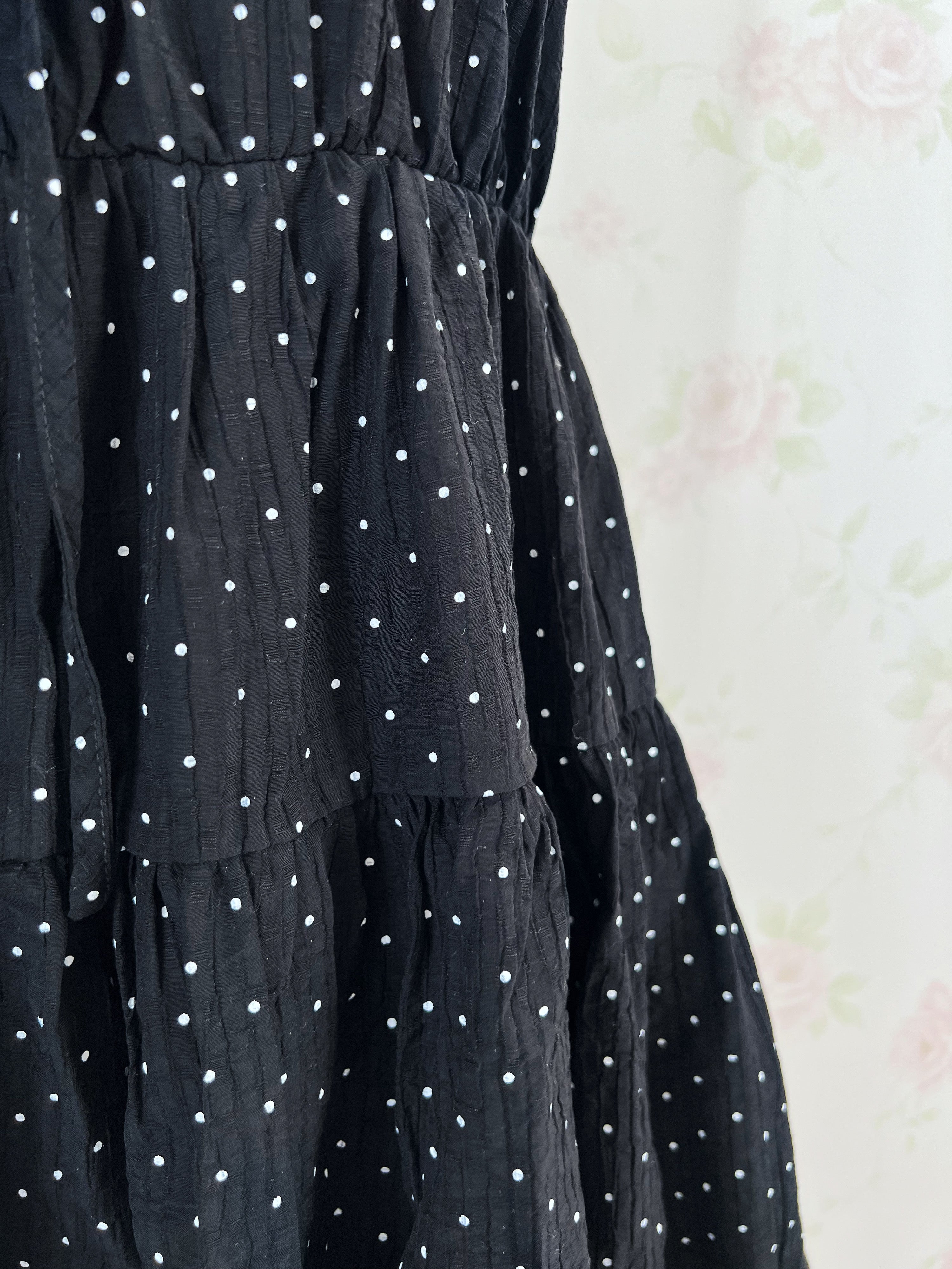 Polka Dot Shoujo Camisole Dress (Black)