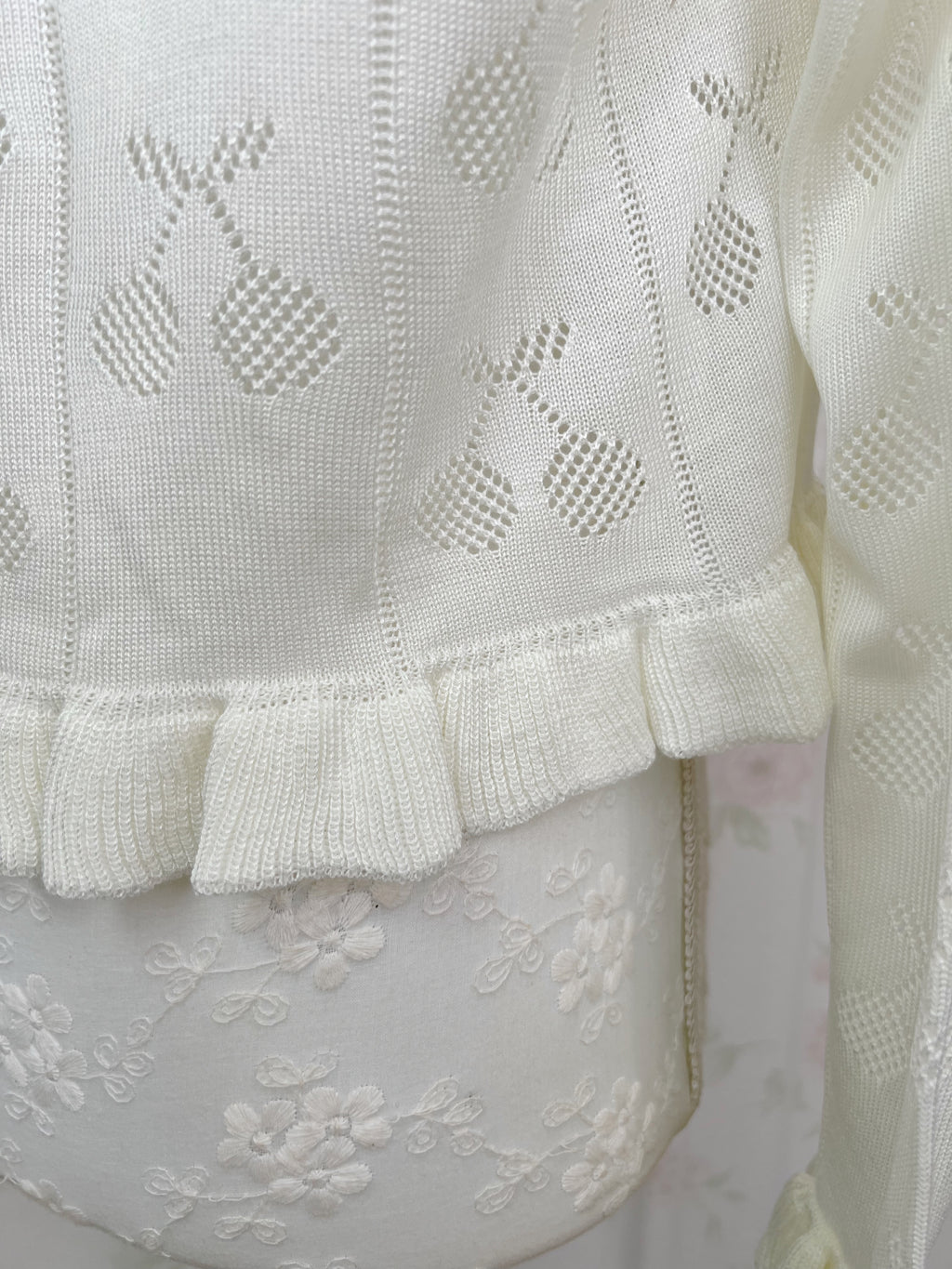 Cherry Ruffled Cardigan (Ivory)