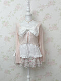 Heart Button Wide Sleeve Cardigan (Powder Pink)