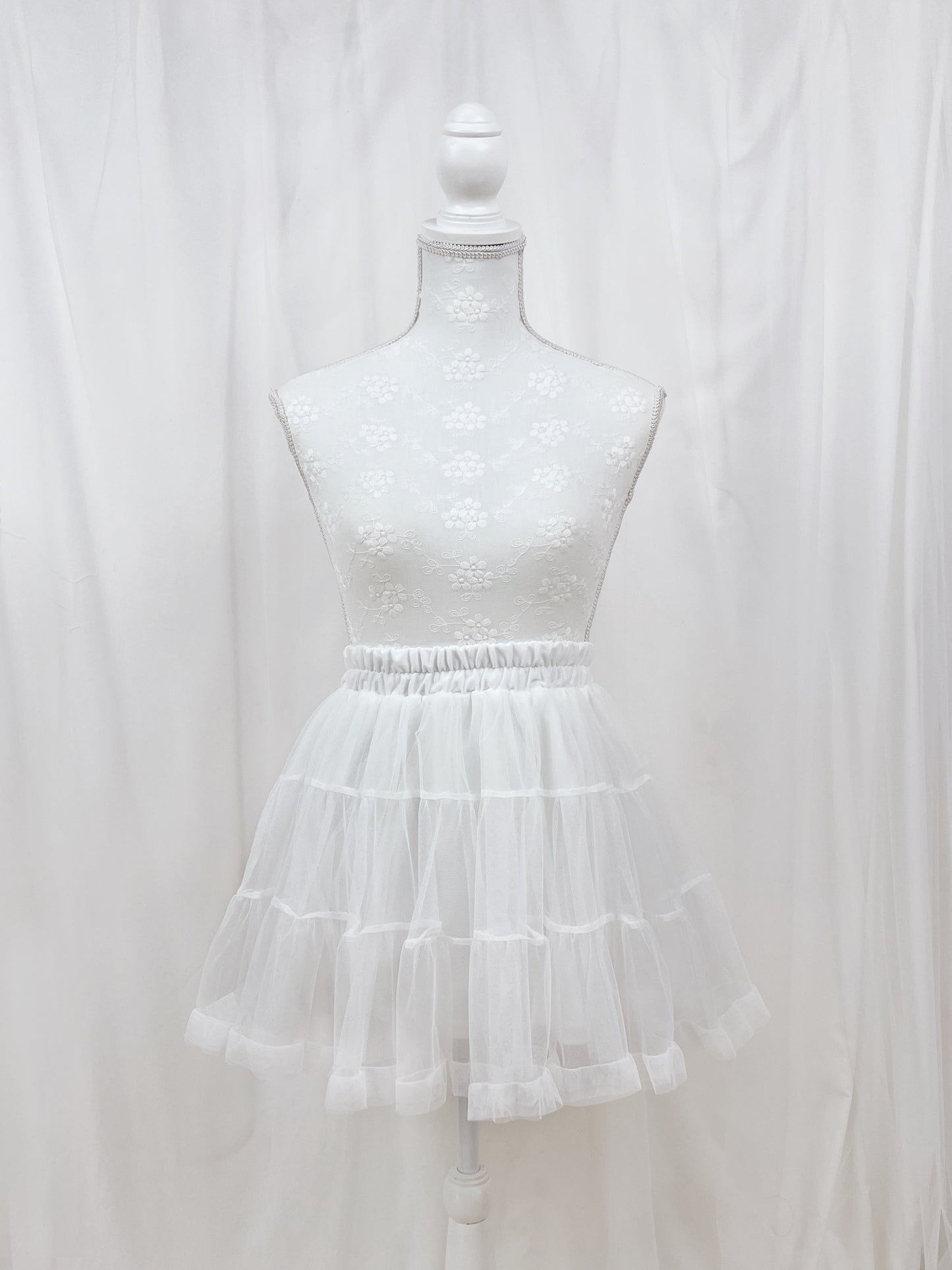 (10 % OFF) Kawaii Girly Tulle Skirt(White)