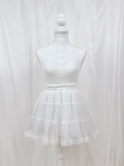 (10 % OFF) Kawaii Girly Tulle Skirt(White)