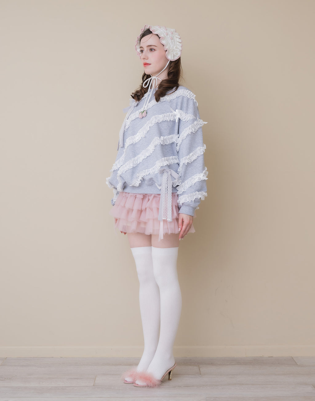 Lolime lacy ribbon sweatshirt