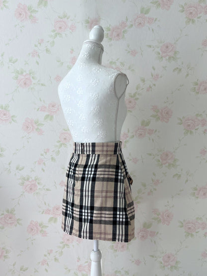 evelyn Ruffled Pocket Checked Skirt