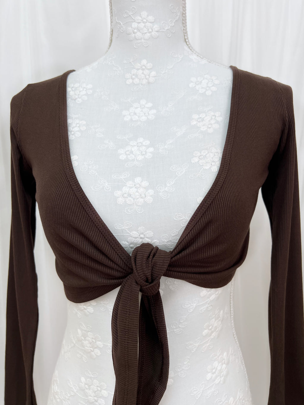 Passion room front tie cardigan (Chocolate)