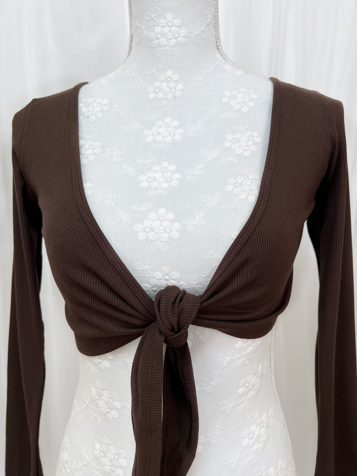 Passion room front tie cardigan (Chocolate)