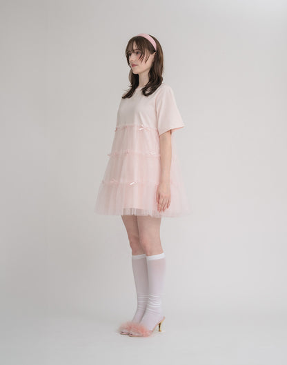 Lolime Tulle tiered cut sew mini dress