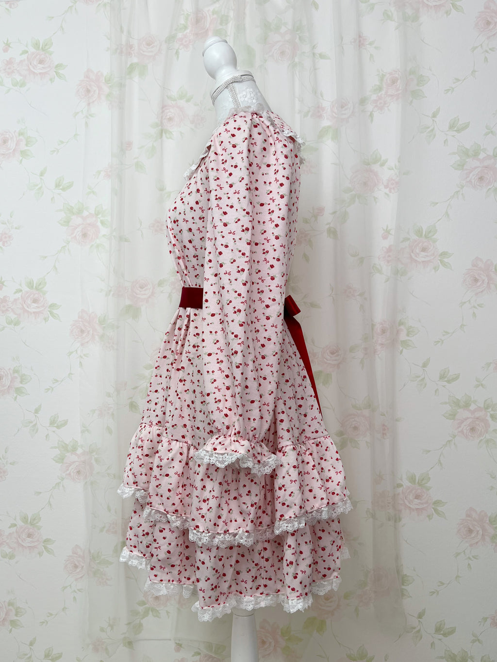 majoretty Petite Floral Tiered Dress (Red)