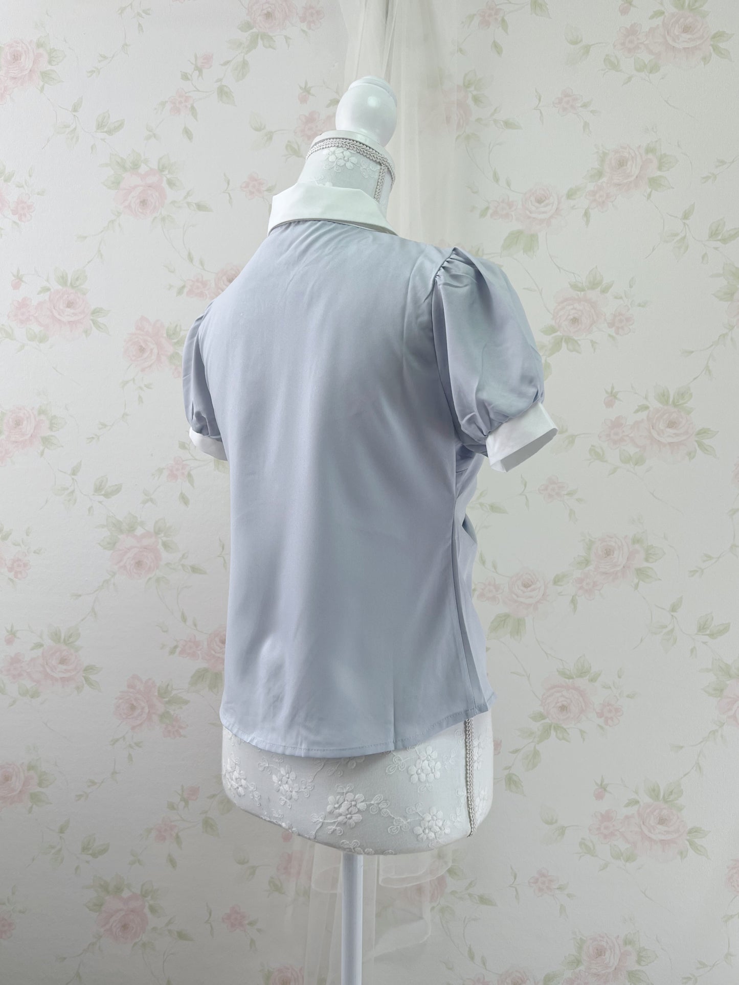 GRL Bicolor Puff Sleeved Blouse (White)