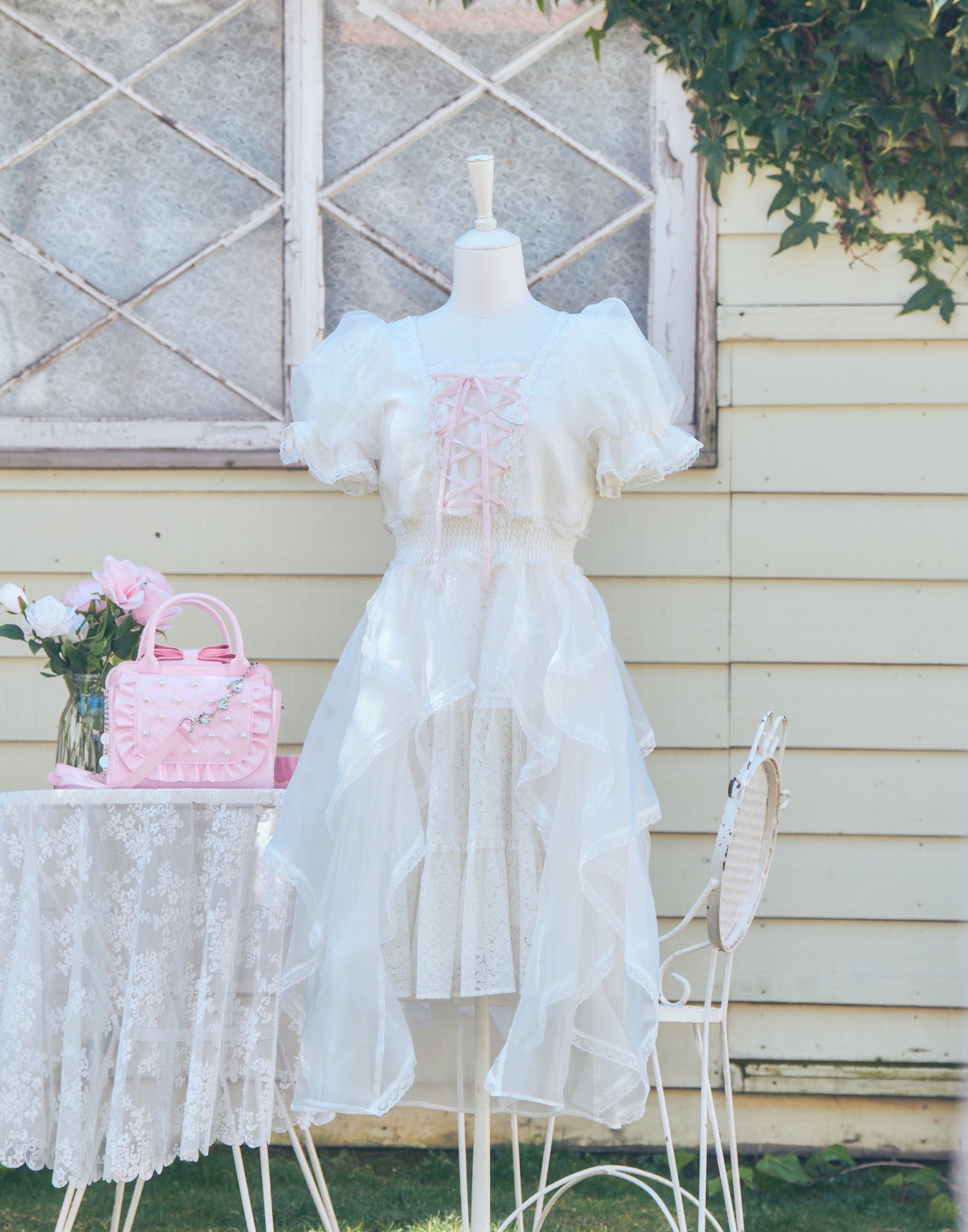 mellfy memory Fairy ruffle long lace onepiece