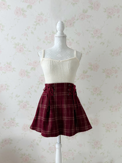 evelyn AnMILLE Checked Side Laced Up Skirt