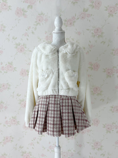 GRL Pleated Checked Skirt (Pink)