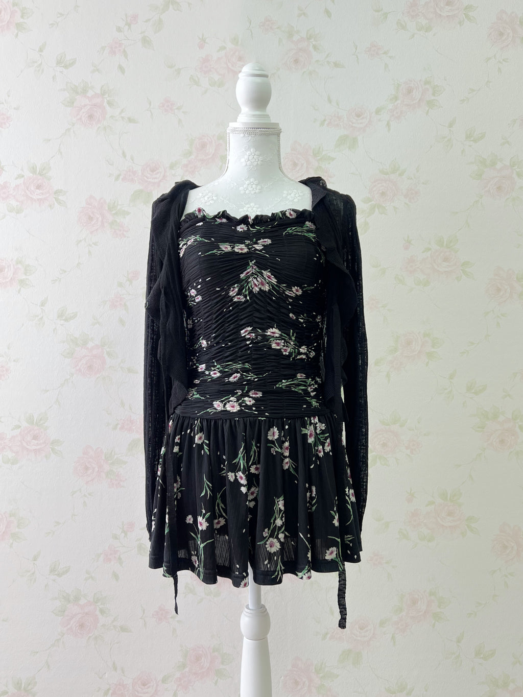 Snidel Floral Flare Bare Top Dress