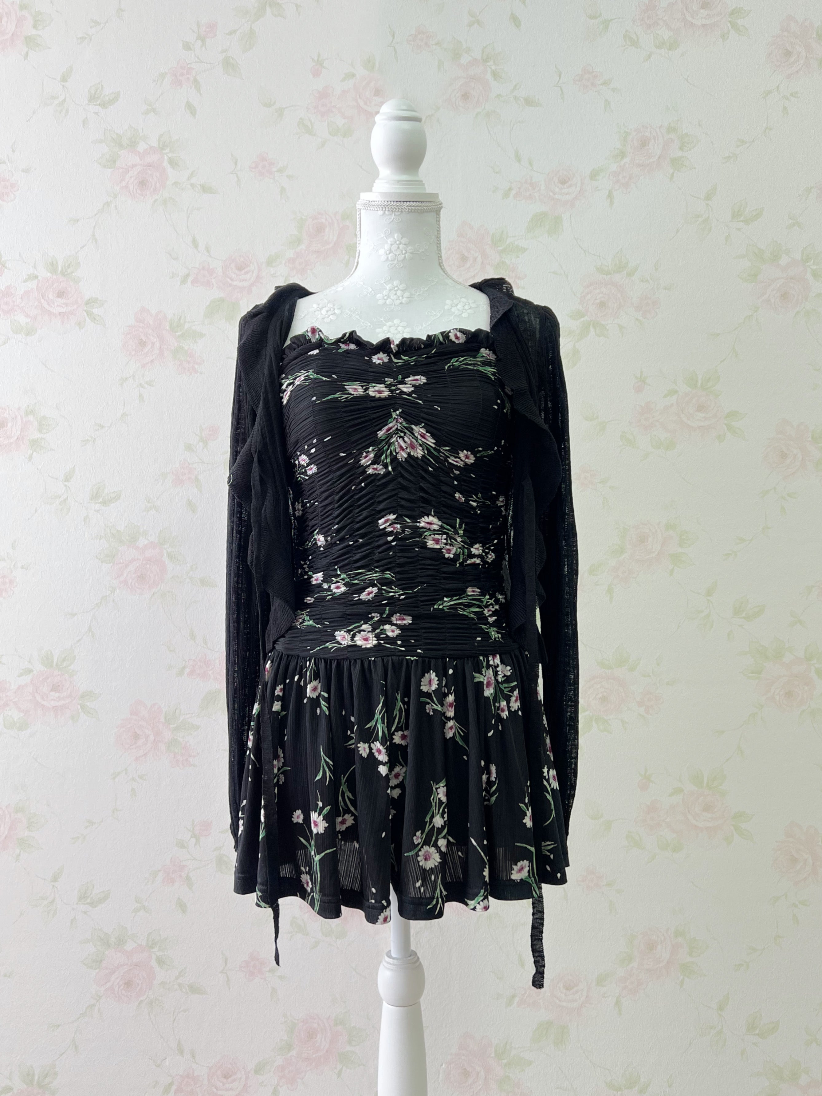 Snidel Floral Flare Bare Top Dress