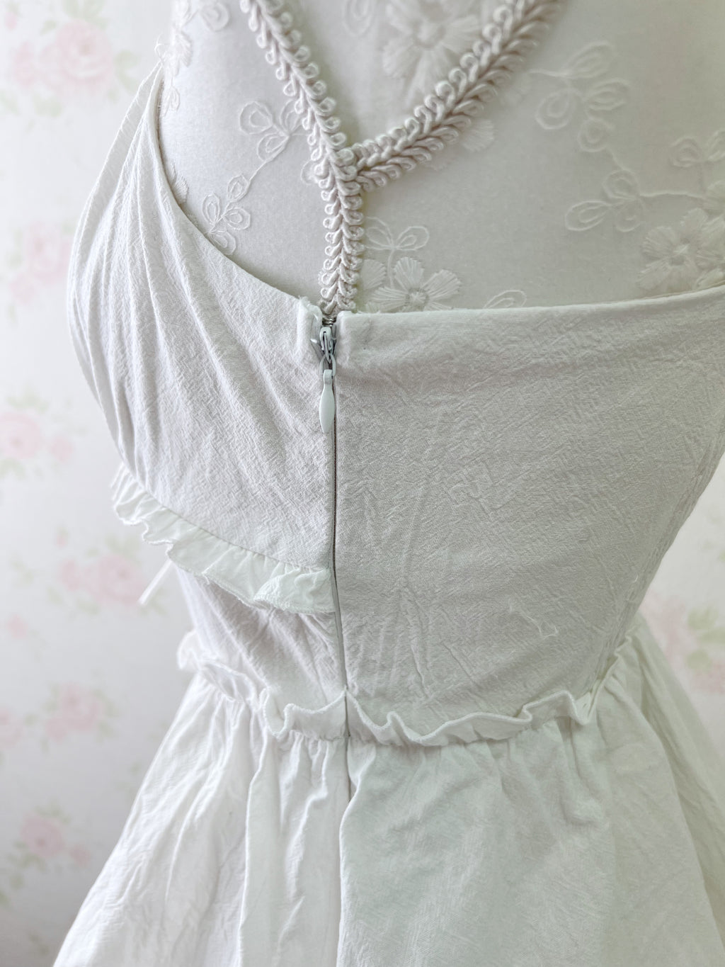 Layered Camisole Summer Cotton Dress (White)