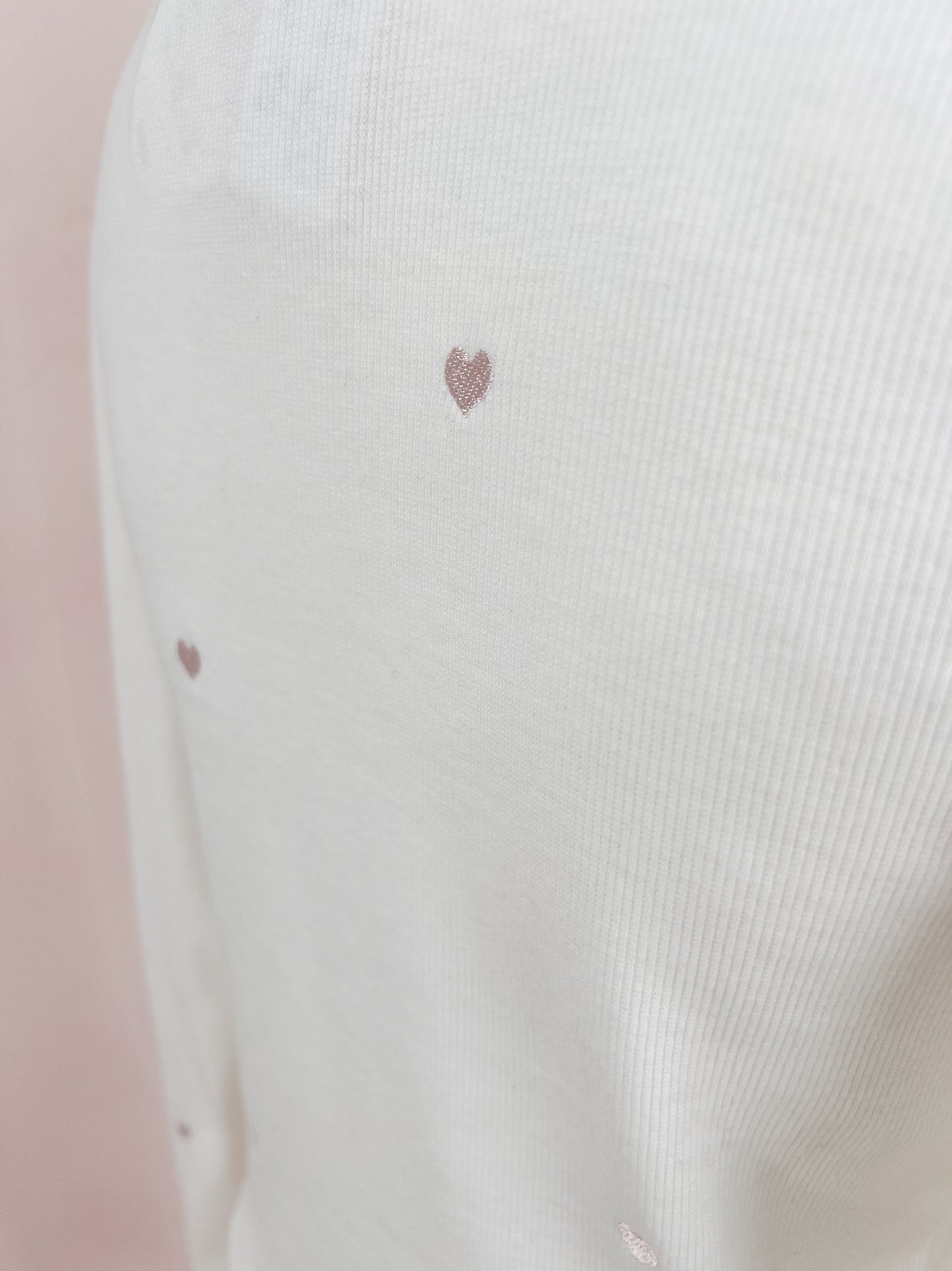 Heart Embroidery Long Sleeved Top (White)