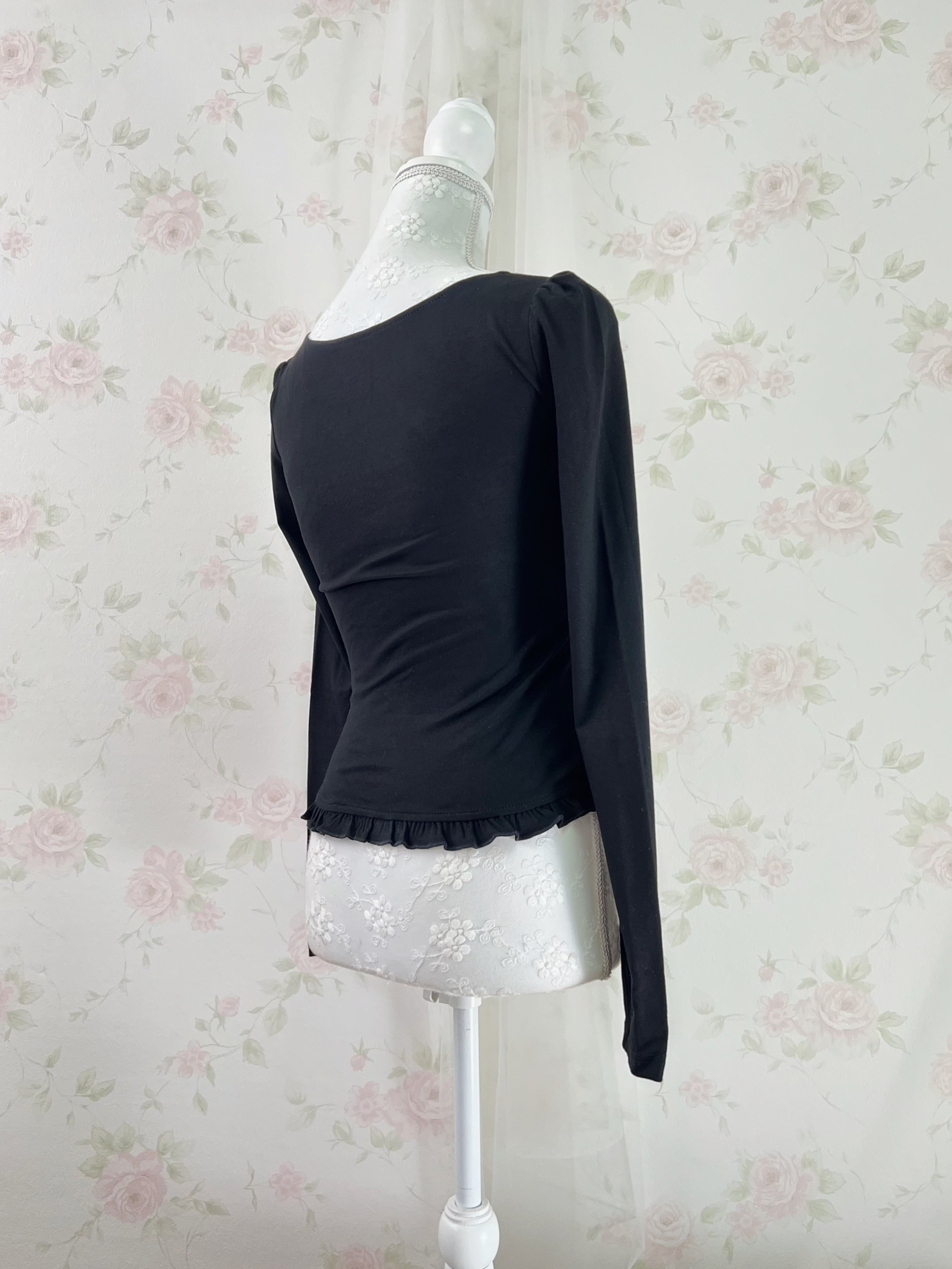 Polka Dot Milkmaid Top (Black)