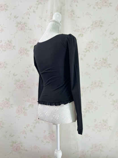GRL Polka Dot Milkmaid Top (Black)