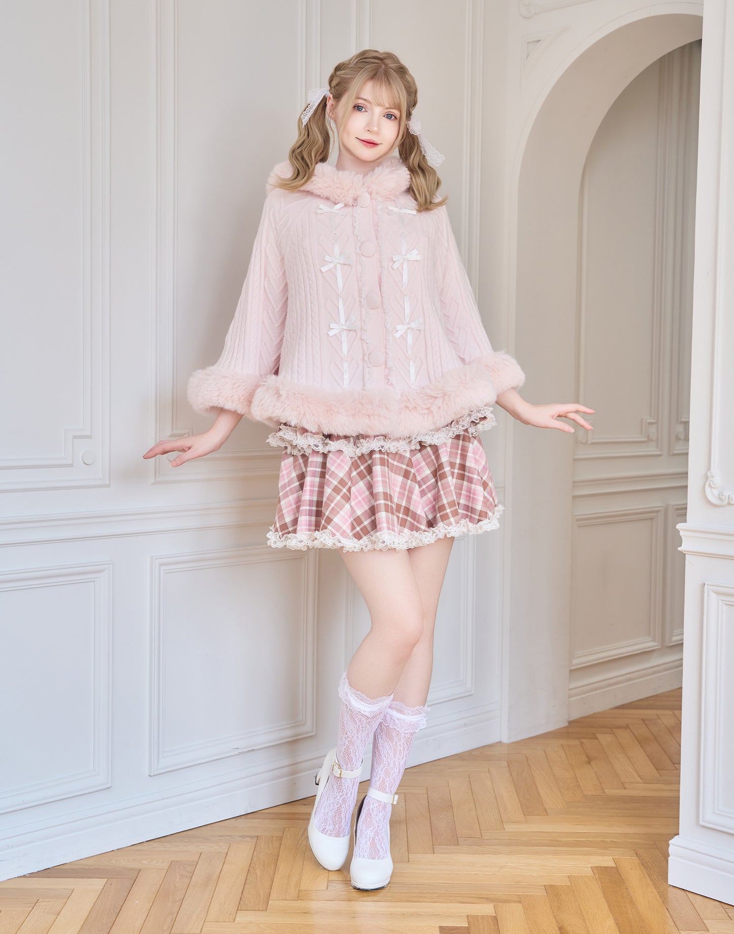 mellfy memory Fluffy Meringue Ribbon Poncho