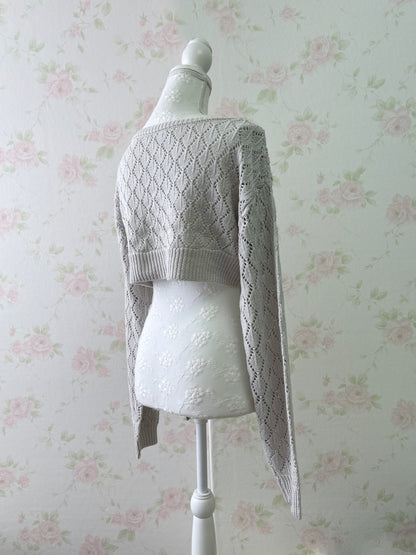 GRL Front Tie Long Sleeved Bolero Cardigan (Grayish Beige)