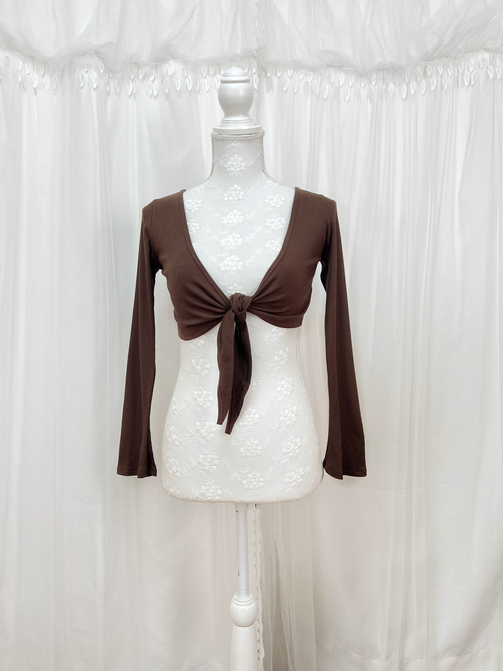 Passion room front tie cardigan (Chocolate)