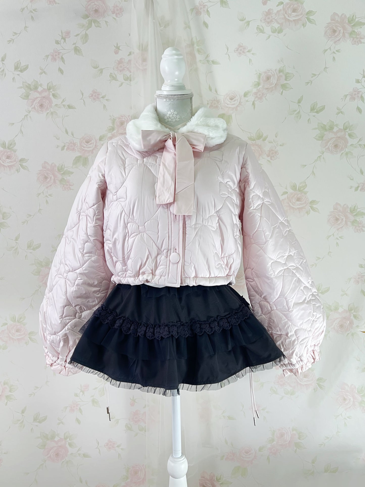 Honey Cinnamon Ribbon Quilting Jacket (Pink)