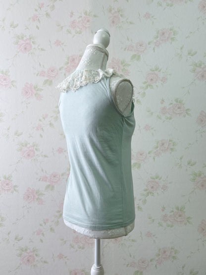 earth music & ecology Lacy Collar Tank Top (Mint Green)