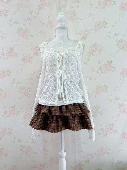 GRL Lacy Double String Cardigan (White)