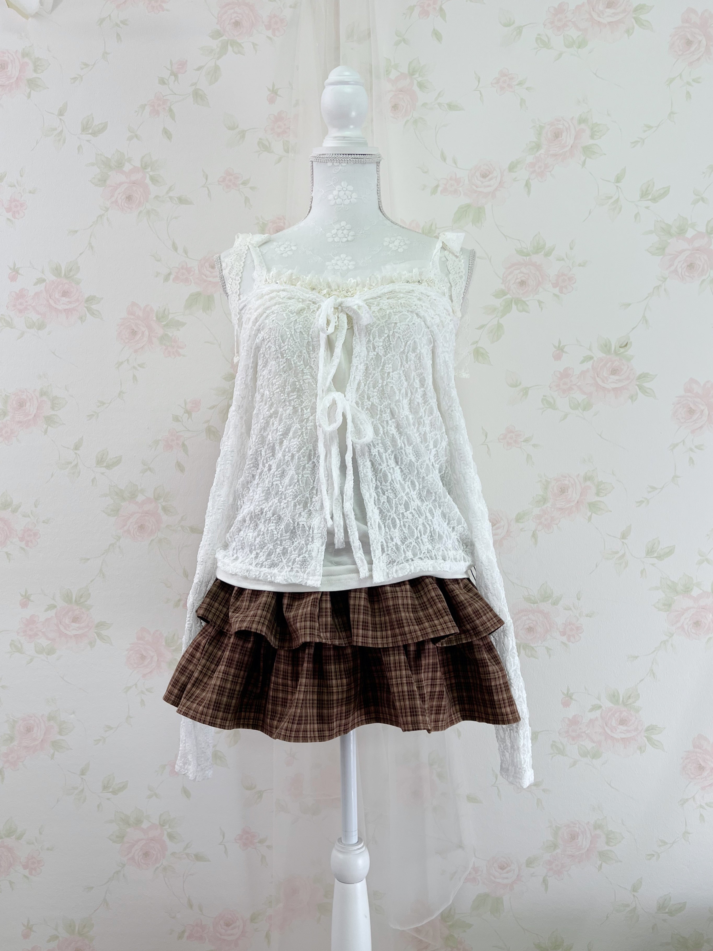 axes femme Lace Bow Camisole (Ivory)
