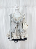 TITTY&CO. Ruffled Hem Whimsical Cardigan (Gray)
