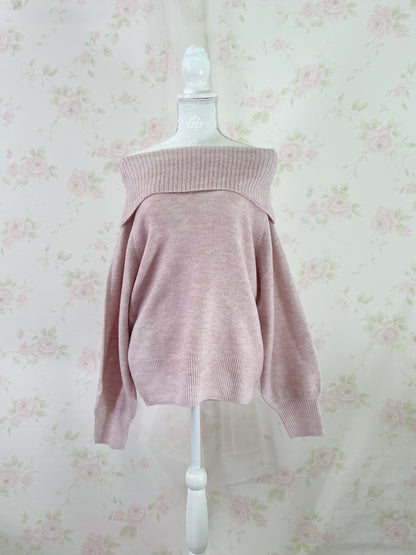 Honeys Off Shoulder Soft Knit Top (Sweet Pink)